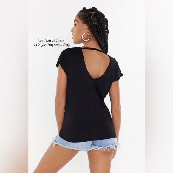 NastyGal Leave It With V Open Back Tee In White Size 4 - Picture 3 of 5